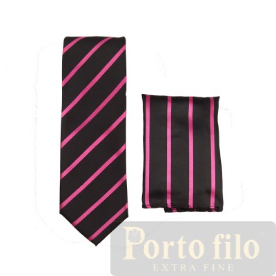 Black/Hot Pink Skinny Tie