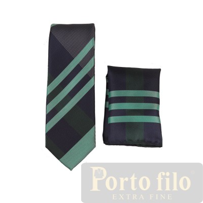 Navy/Green Skinny Tie