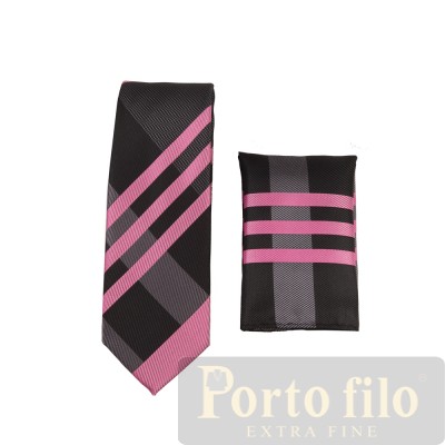 Black/Pink Skinny Tie