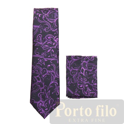 Black/Lt. Purple Skinny Tie 