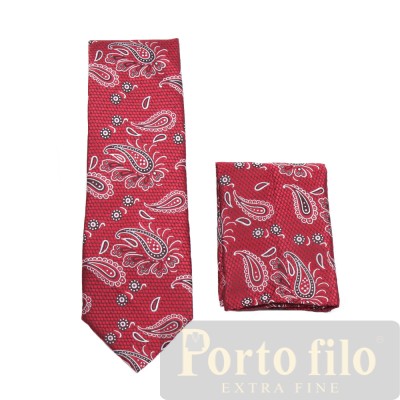 Red Paisley Design Skinny Tie