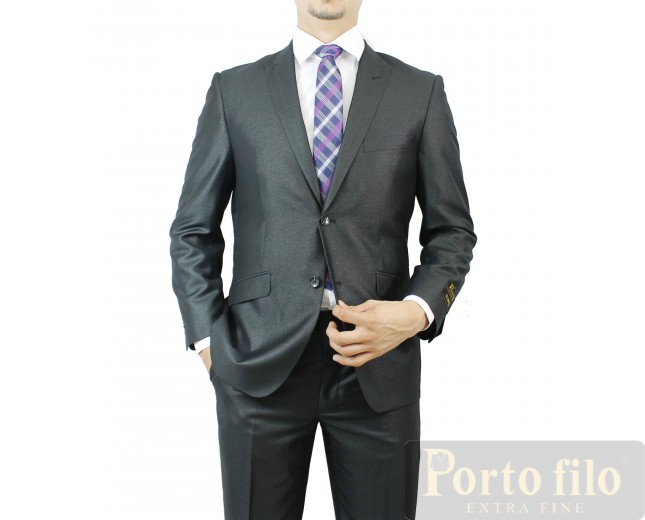 BLACK LESS SHINNING SLIM FIT SUITS
