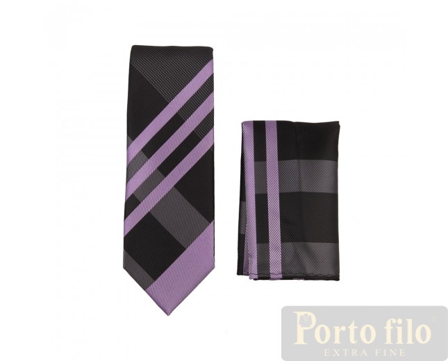 Black/Lavender Skinny Tie