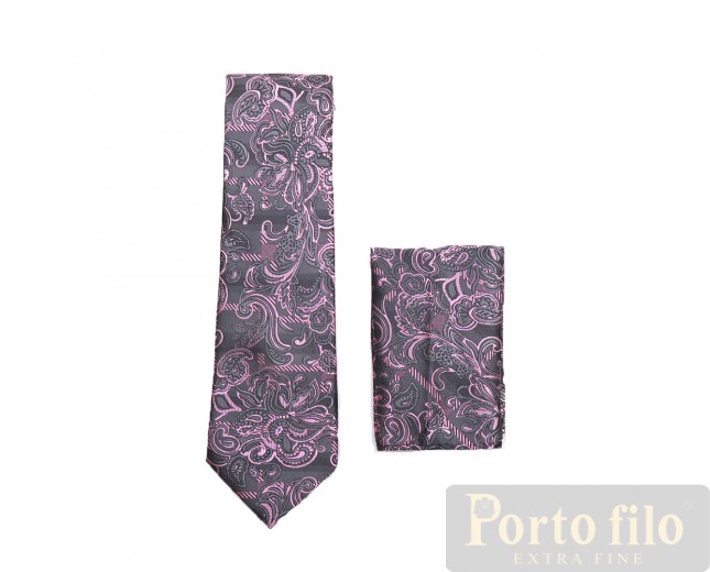 Dk. Gray/Pink Skinny Tie