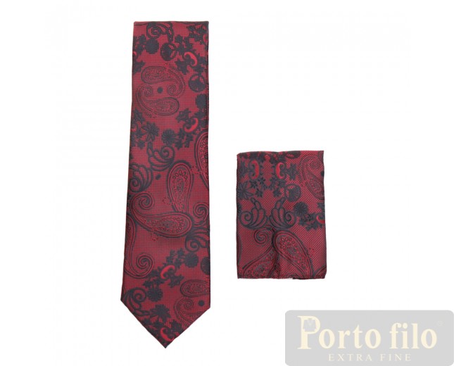 Red/Black Paisley Design Skinny Tie
