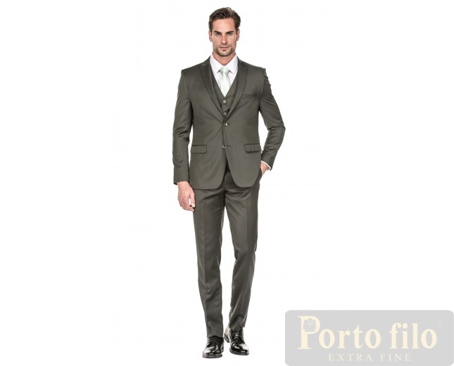 Olive Slim Fit Suit 3 Pcs.