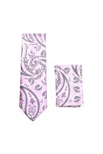 Pink Paisley Design Skinny Tie