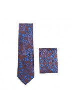 Brown/Blue Paisley Design Skinny Tie