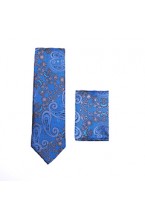 Royal Blue Paisley Design Skinny Tie
