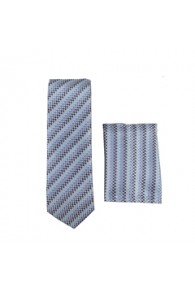 Silver/Blue Skinny Tie