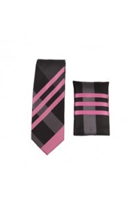 Black/Pink Skinny Tie