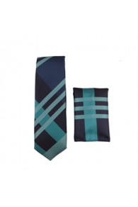 Navy/Aqua Skinny Tie