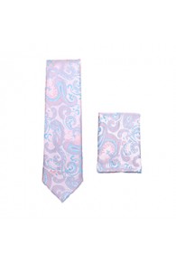 Pink/Blue Paisley Design Skinny Tie