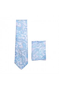 Aqua/Blue Paisley Design Skinny Tie