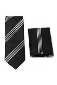 Black/white stripe tie