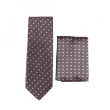 DK Grey/Pink Skinny Tie
