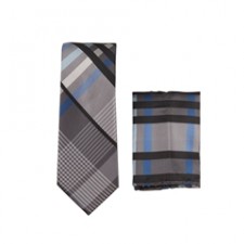 DK Grey/Blue Skinny Tie