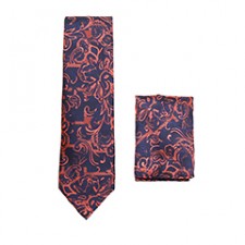 Navy/Orange Skinny Tie
